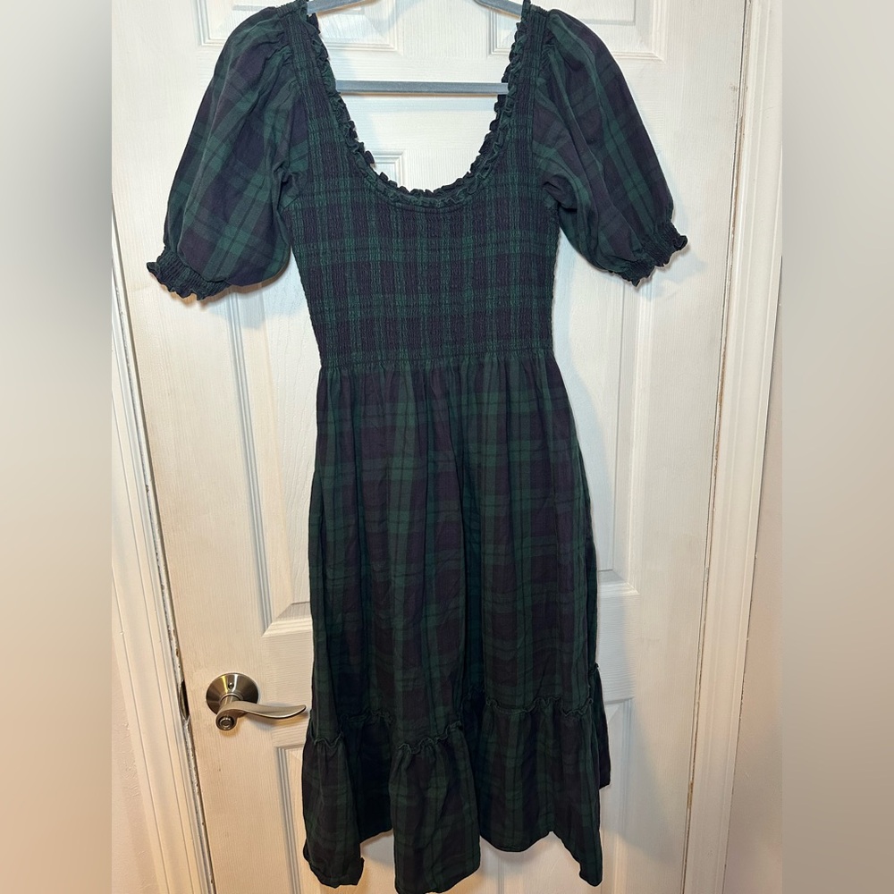 Hill House Louisa Dress in Blackwash Tartan